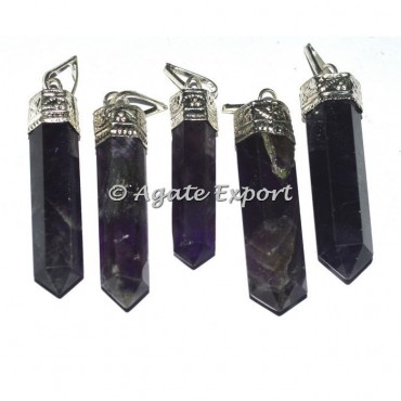 Amethyst Cap Pencil Pendants