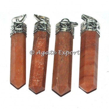 Peach Aventurine Cap Pencil Pendants