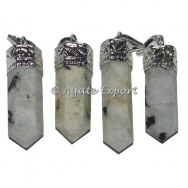 Rainbow Moonstone Cap Pencil Pendants