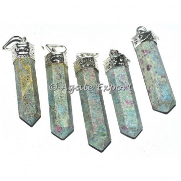 Ruby Fuchsite Cap Pencil Pendants