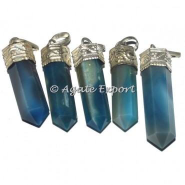 Blue Onyx Cap Pencil Pendants