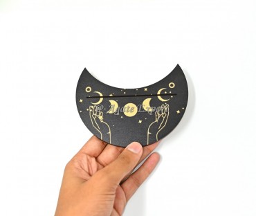 Moon Phase With Hand Moon Shape Card Holder