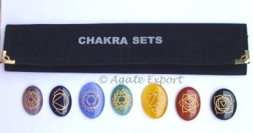 Chakra Engraved Symbol Oval Set.