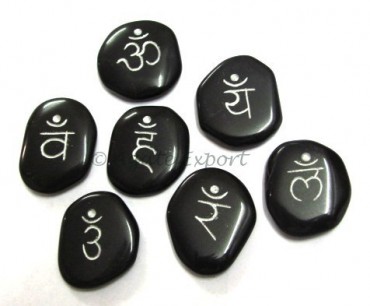 Black Agate Sanskrit  Chakra Set