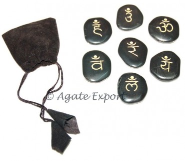 Black Agate Sanskrit  Chakra Set