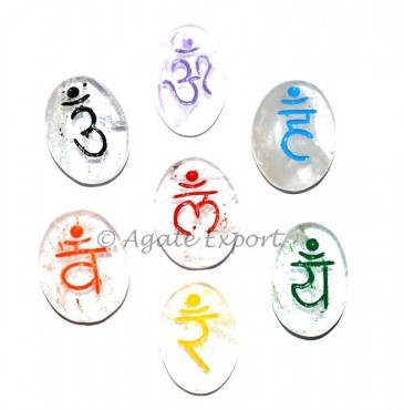 Crystal Quartz Oval Chakra Sanskrit Set