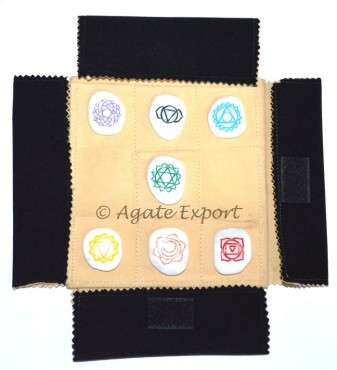 White Agate Colour Chakra Unshape Set with Square