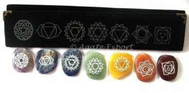 Chakra Engraved Unshape Set With Symbol Pouch