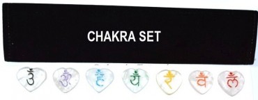 Crystal Quartz Colour Chakra Heart Sanskrit Set wi