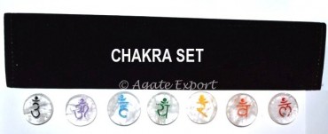Crystal Quartz Colour Chakra Disc Sanskrit Set wit