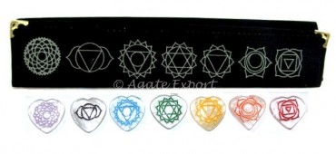 Crystal Quartz Colour Chakra Heart Set with Symbol