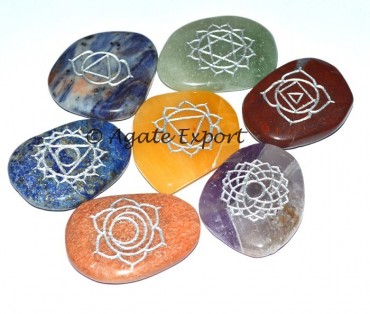 Thymus Unshape With Silver Carved Chakra Set 