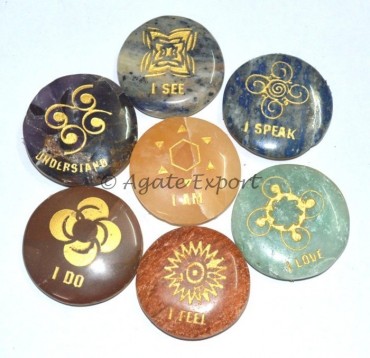 7 Chakra Engraved Stones Thymus Set