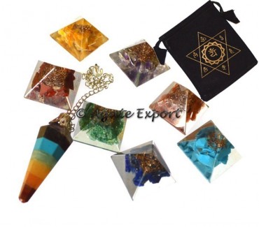 Seven Chakra Stones-Orgone Pyramids Kit