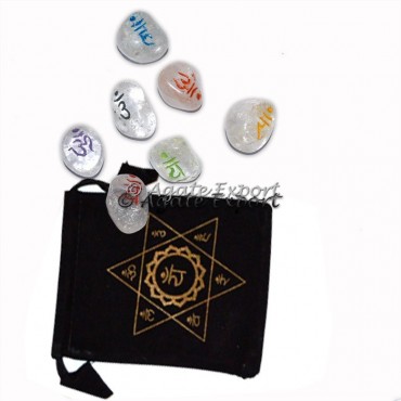 Chakra Engraved Sanskrit Crystal Tumbled Stone Set