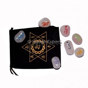 Chakra Engraved Sanskrit Rose Tumbled Stone Set