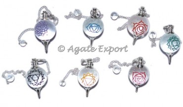 Chakra Engraved Dowsing Crystal Ball Pendulums