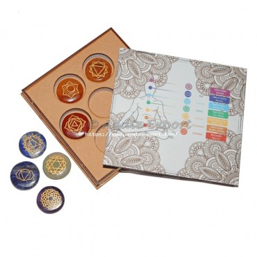 Engraved Seven Chakra Set with Buddha Mandala Printed Box