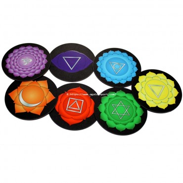 7 Chakra Wooden Coaster Set