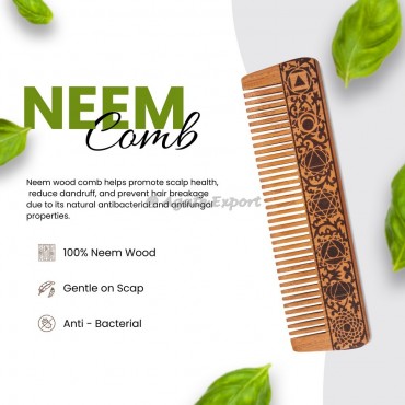 Chakra Symbols Neem Wood Comb