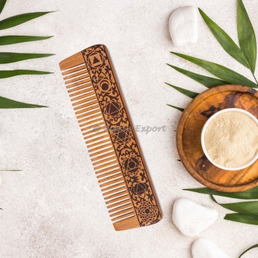 Chakra Symbols Neem Wood Comb