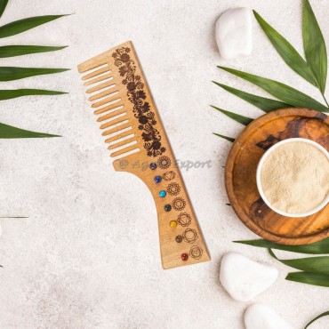 Floral Seven Chakra Need Wood Comb