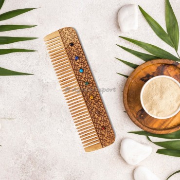 Seven Chakra Stones Neem Wood Comb