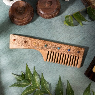 Seven Chakra Stones Wooden Comb