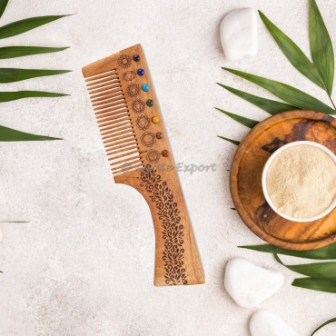 Chakra Stones Neem Wood Comb
