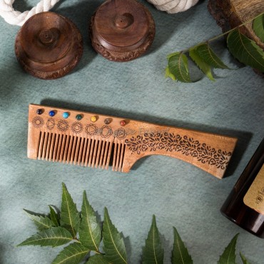 Chakra Stones Neem Wood Comb