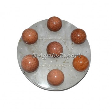 7 Peach Aventurine Ball on  Star of David Crystal Quartz Base