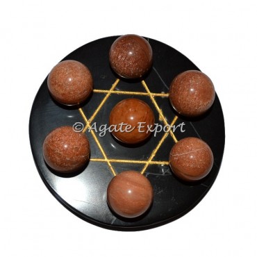 7 Peach Aventurine Ball on  Gold Star of David Crystal Quartz Base