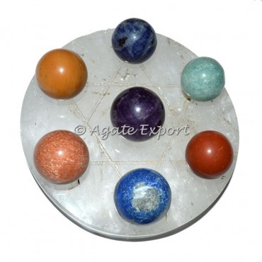 Seven Chakra Ball on   Star of David Crystal Quartz Base