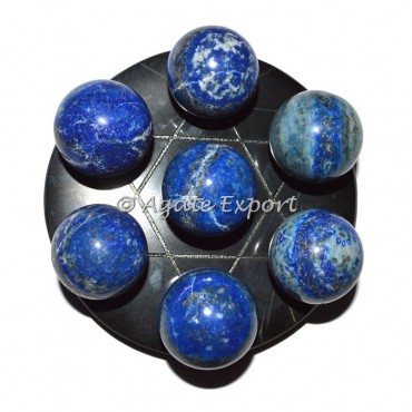 7 Lapis Lazuli Ball on  Star of David Black Base