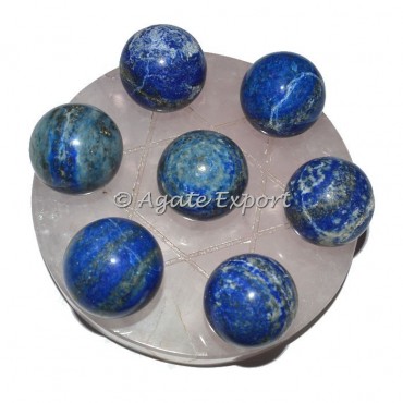 7 Lapis Lazuli Ball on  Star of David Rose Base