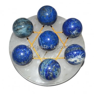 7 Lapis Lazuli Ball on Gold Star of David Crystal Base