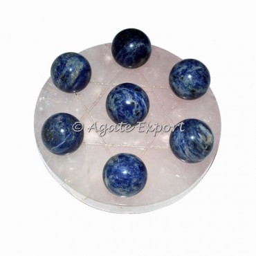 7 Sodalite Ball on Star of David Rose Base