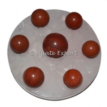 7 Red JAsper Ball on Star of David Rose Base