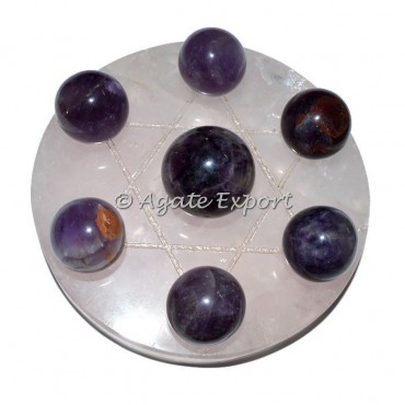 Seven Amethyst Ball on Star of David Rose Base
