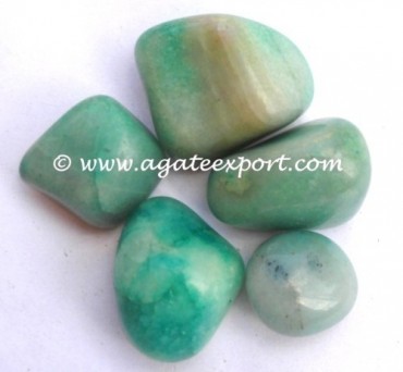 Light Green Color Dyed Tumble Stones.