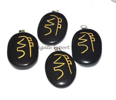 Black Agate Hon Sha Ze Nen Reiki Pendant 