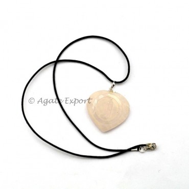 Rose Quartz Chilli Shape Engraved Pendants 