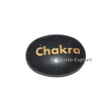 Black Agate Chakra Engraved Stones