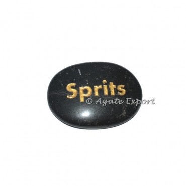 Black Agate Sprits Engraved Stones