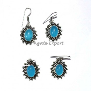 Blue Onyx Round Earrings