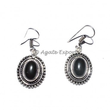 Black Onyx Round Earrings