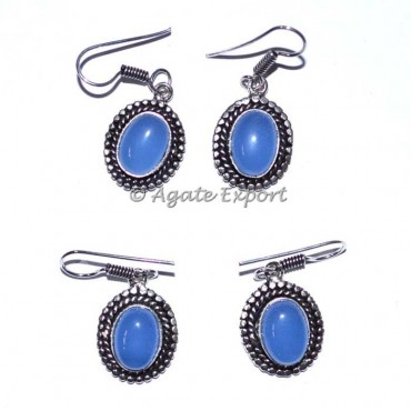 Calcedony Round Flower Earrings