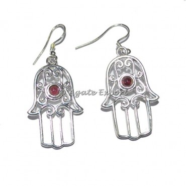 Hamsa With Garnet Earring