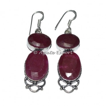 Ruby Dyed Stone Earring