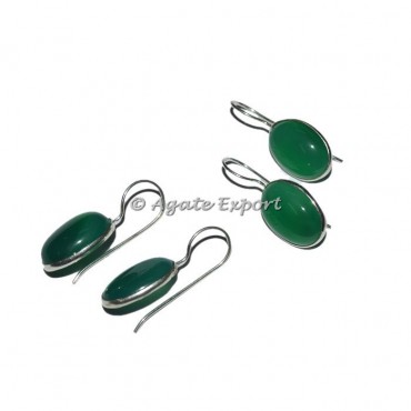 Green Onyx Round Earrings